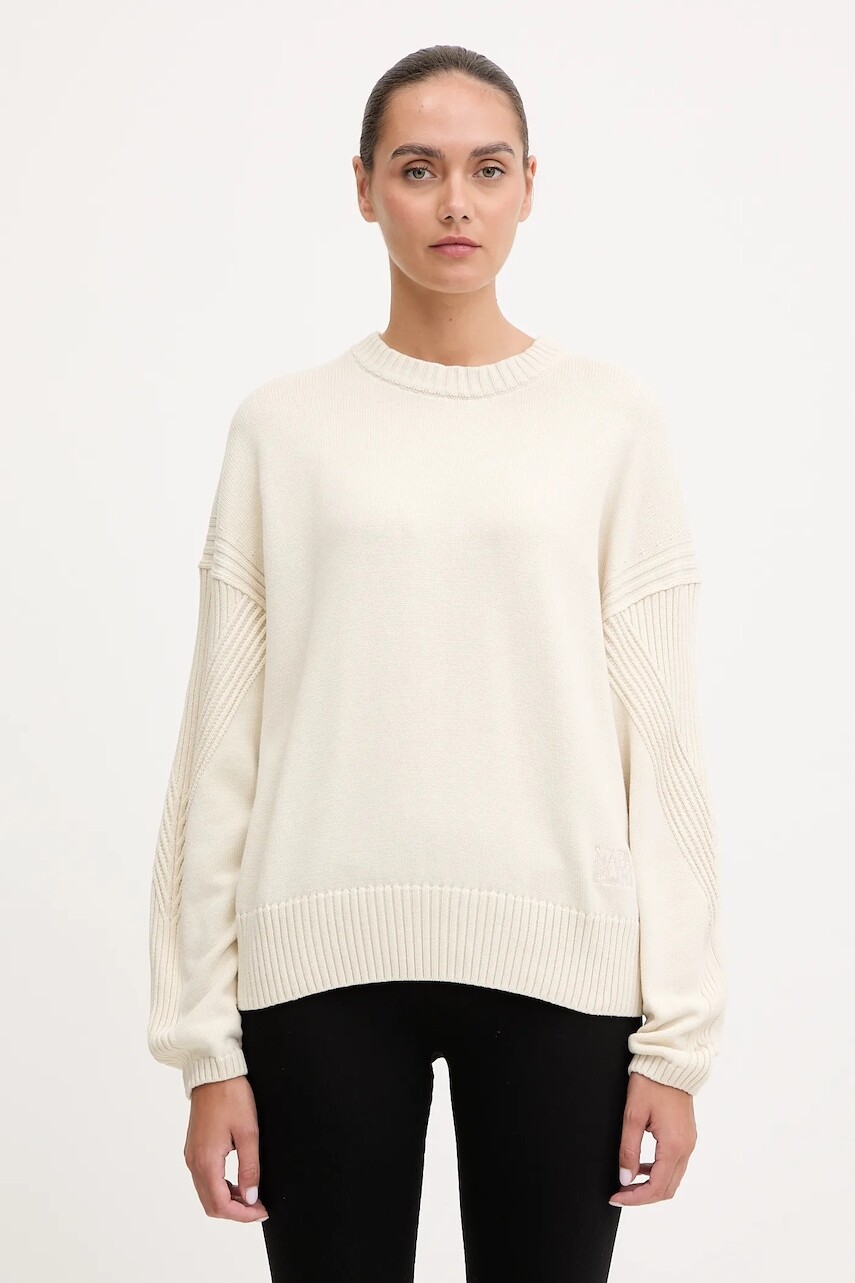 Sveter Napapijri D-Sarca béžová farba, ľahký, NP0A892CN1J1