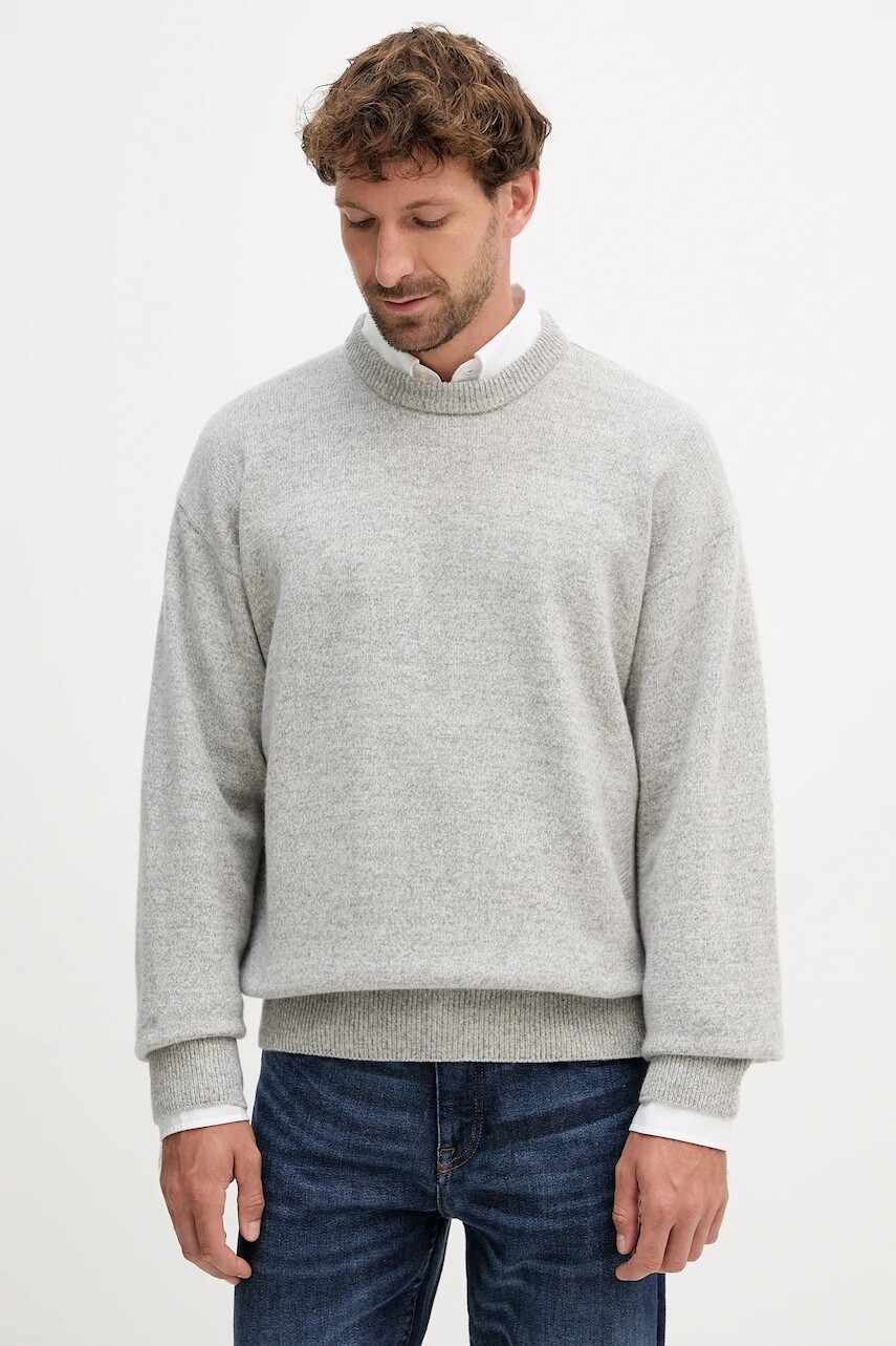 Vlnený sveter BOSS šedá farba, 50550001