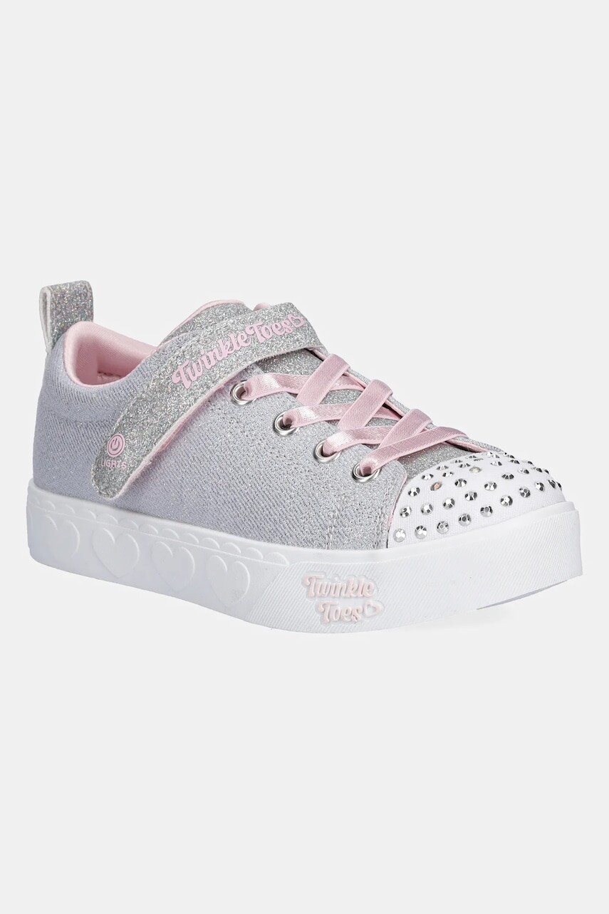 Detské tenisky Skechers HEART STEPS - SHIMMER SWEETIE šedá farba, 314620L