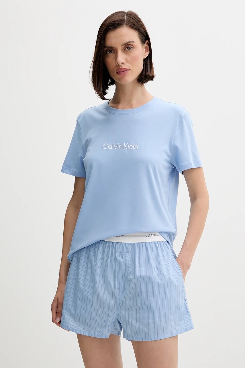 Bavlnené pyžamo Calvin Klein Underwear modrá farba, bavlnené, LV00QS7576