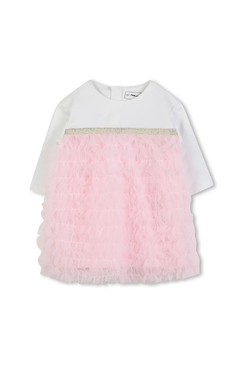 Šaty pre bábätká Karl Lagerfeld ružová farba, mini, rovný strih, Z30668