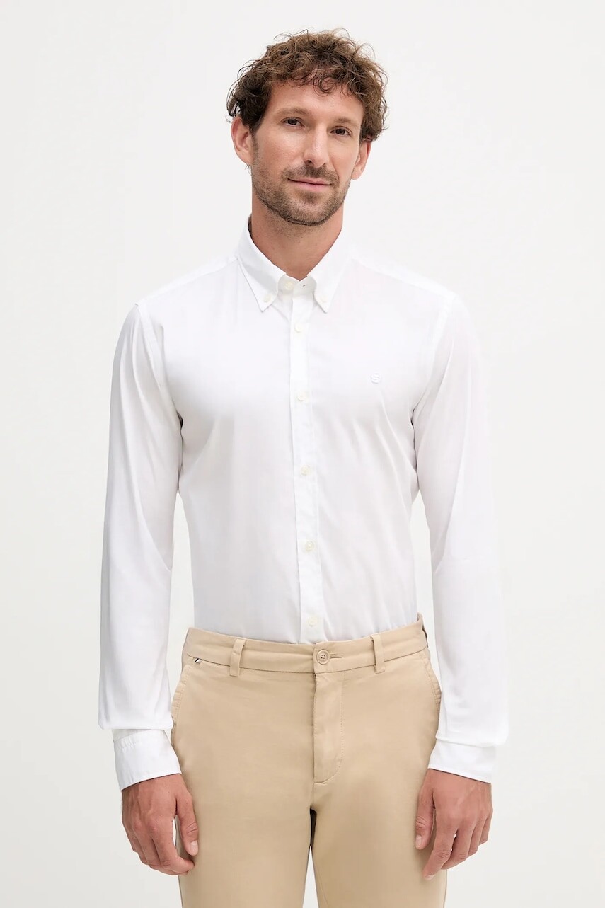 Košeľa BOSS biela farba, regular, s golierom button-down, 50545234