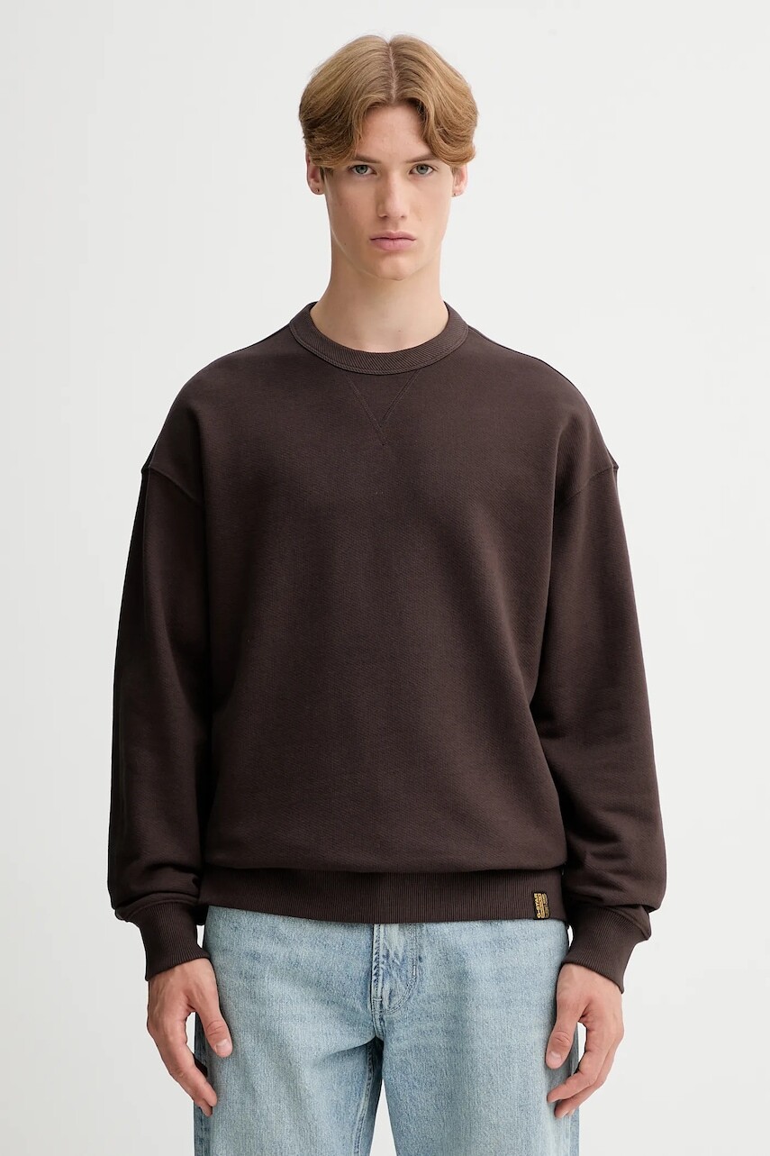 Bavlnená mikina G-Star 0 hnedá farba, jednofarebná, D27748.D395