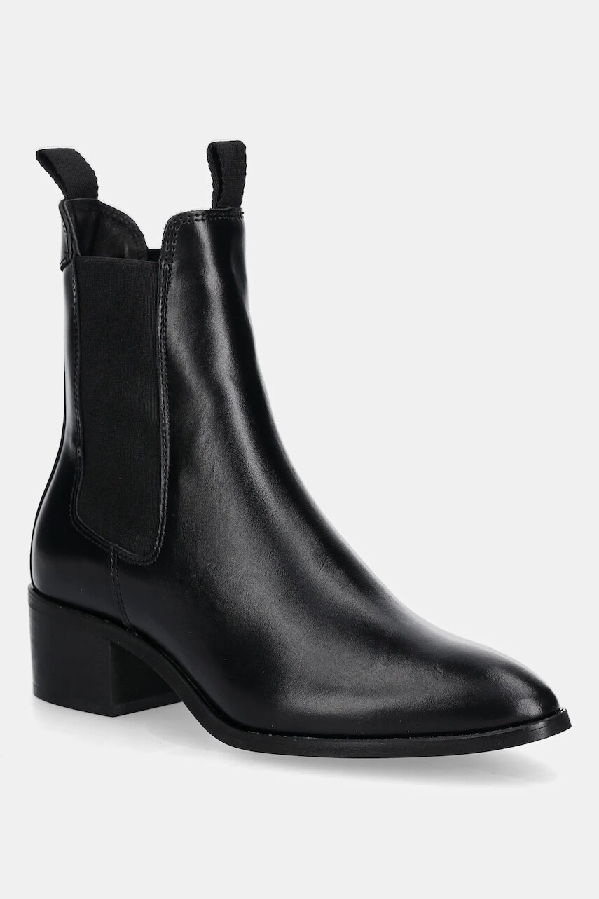 Kožené členkové topánky Gant St Broomly čierna farba, na podpätku, 31551094