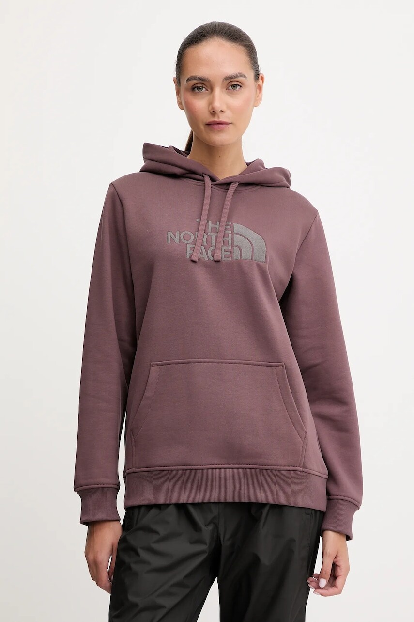 Mikina The North Face Drew Peak bordová farba, s kapucňou, s nášivkou, NF0A89EHDUK1