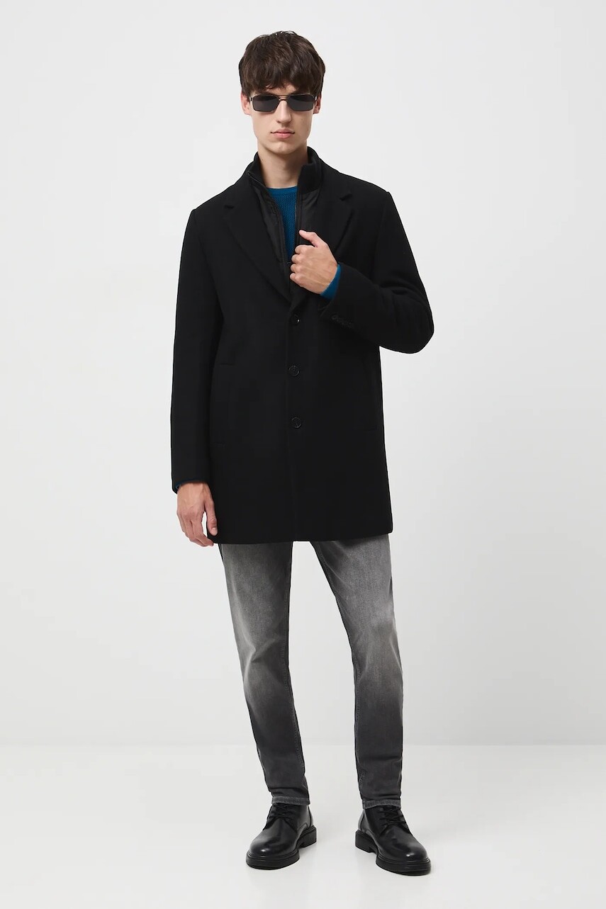 Kabát s prímesou vlny Medicine čierna farba