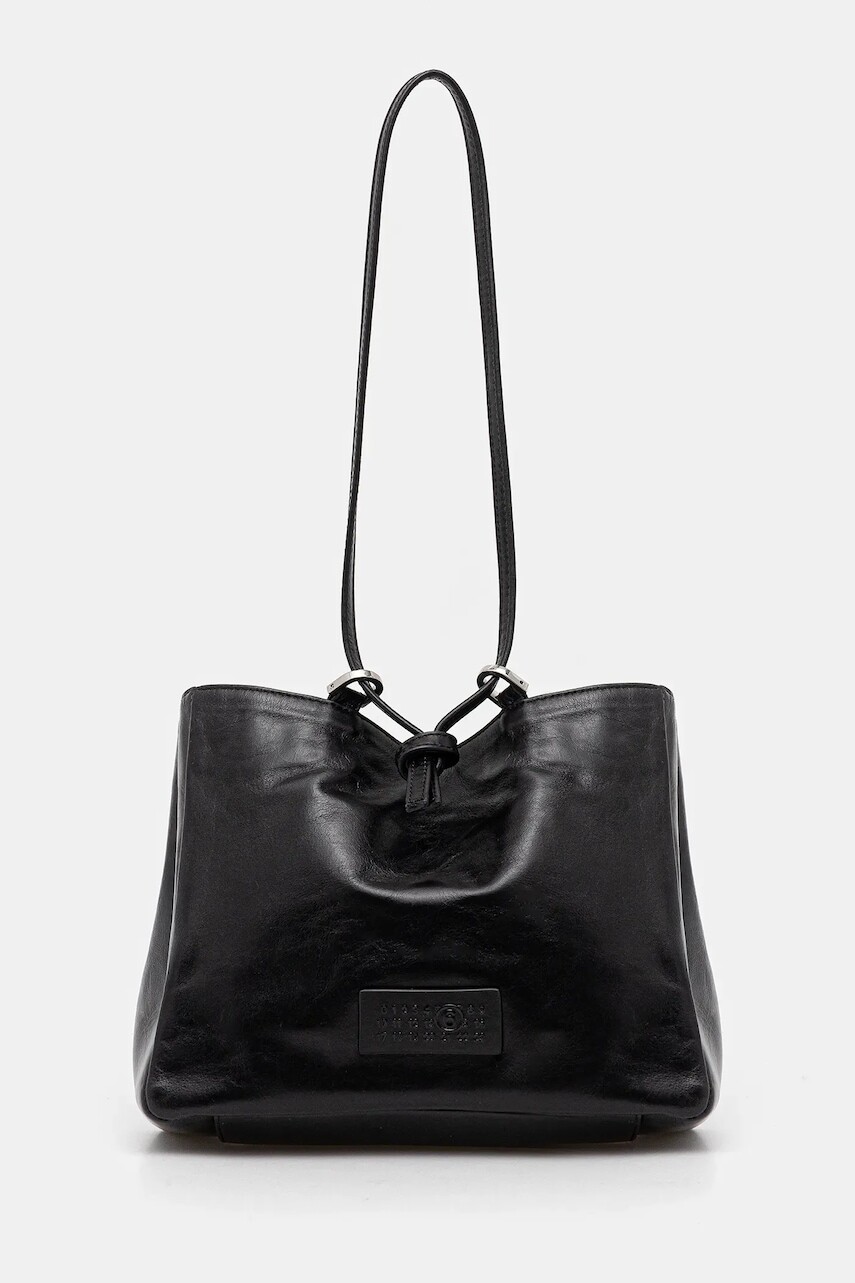 Kožená kabelka MM6 Maison Margiela čierna farba, SB5ZH0021.P7187.T8013