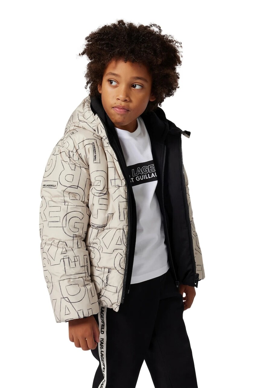 Detská obojstranná bunda Karl Lagerfeld béžová farba, Z30638