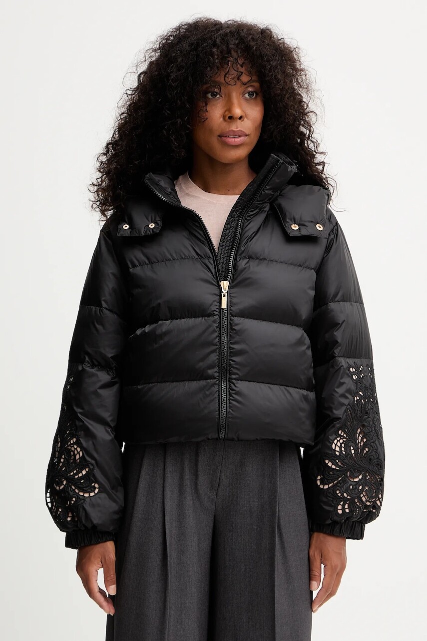 Páperová bunda Twinset čierna farba, zimná, 252TP2431