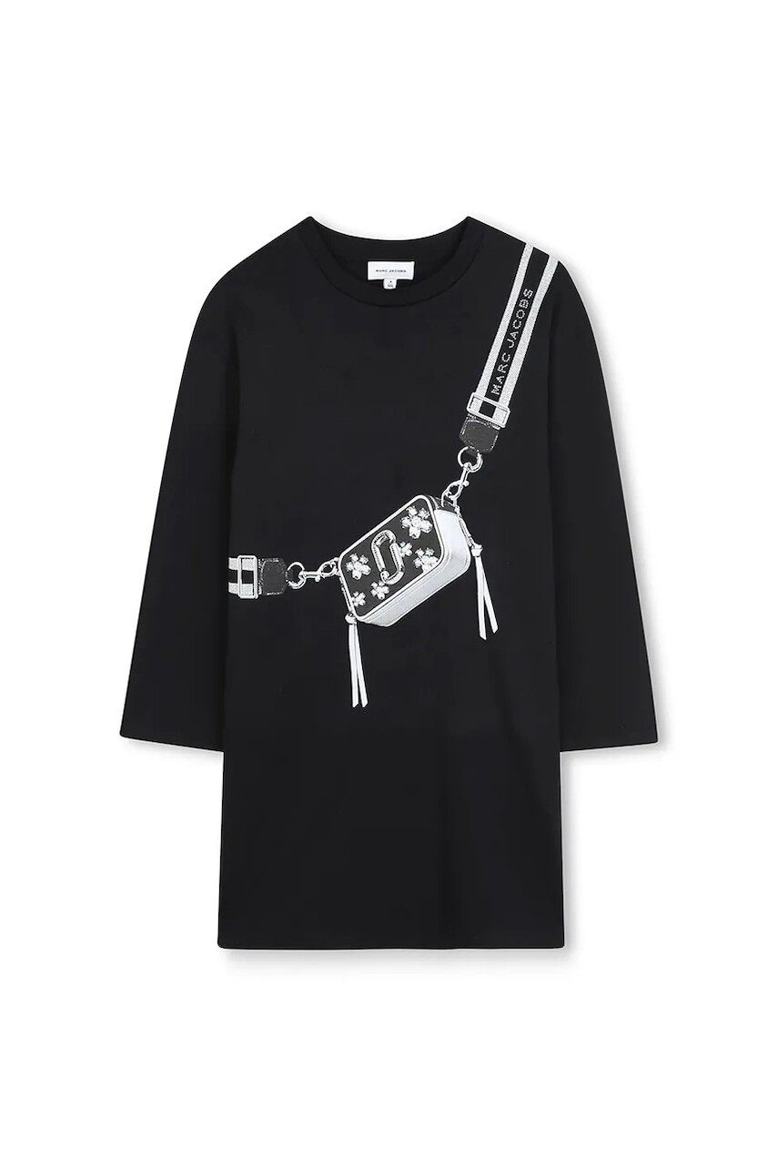 Dievčenské bavlnené šaty Marc Jacobs čierna farba, mini, oversize, W60598