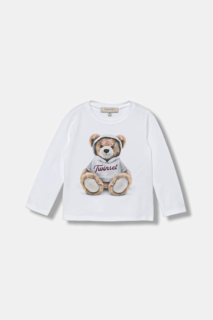 Detské tričko s dlhým rukávom Twinset biela farba, 252GB2036