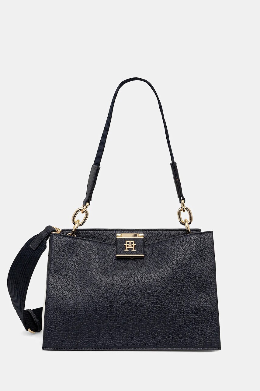 Kabelka Tommy Hilfiger tmavomodrá farba, AW0AW17830