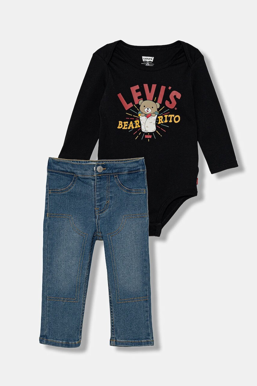 Sada pre bábätká Levi's BEARRITO DENIM SET čierna farba, 6EN866