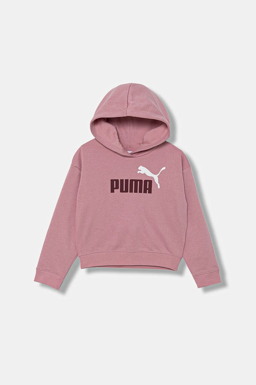 Detská mikina Puma ESS 2 COLOR No. 1 Logo? Short Length Hoodie TR G ružová farba, s kapucňou, s potlačou, 686072