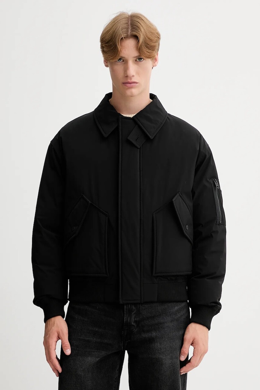 Bunda HUGO čierna farba, zimná, 50546200