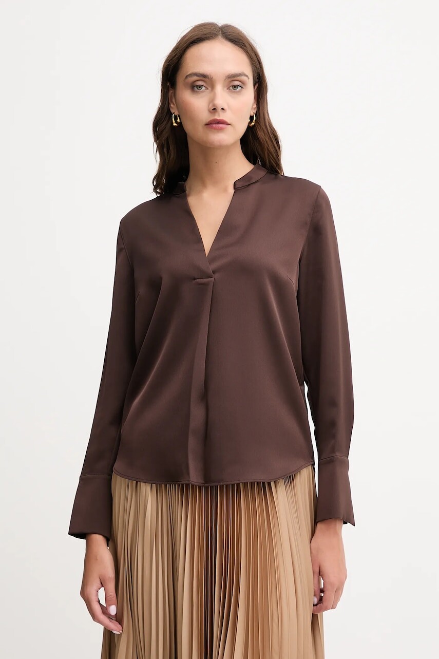 Blúzka Joop! hnedá farba, jednofarebná, 30048651