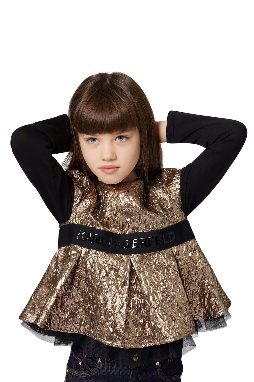 Detská blúzka Karl Lagerfeld zlatá farba, jednofarebná, Z30588