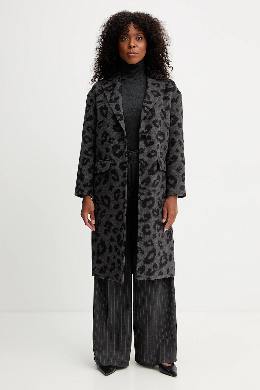 Vlnený kabát Silvian Heach JUAN šedá farba, GPA25015CP