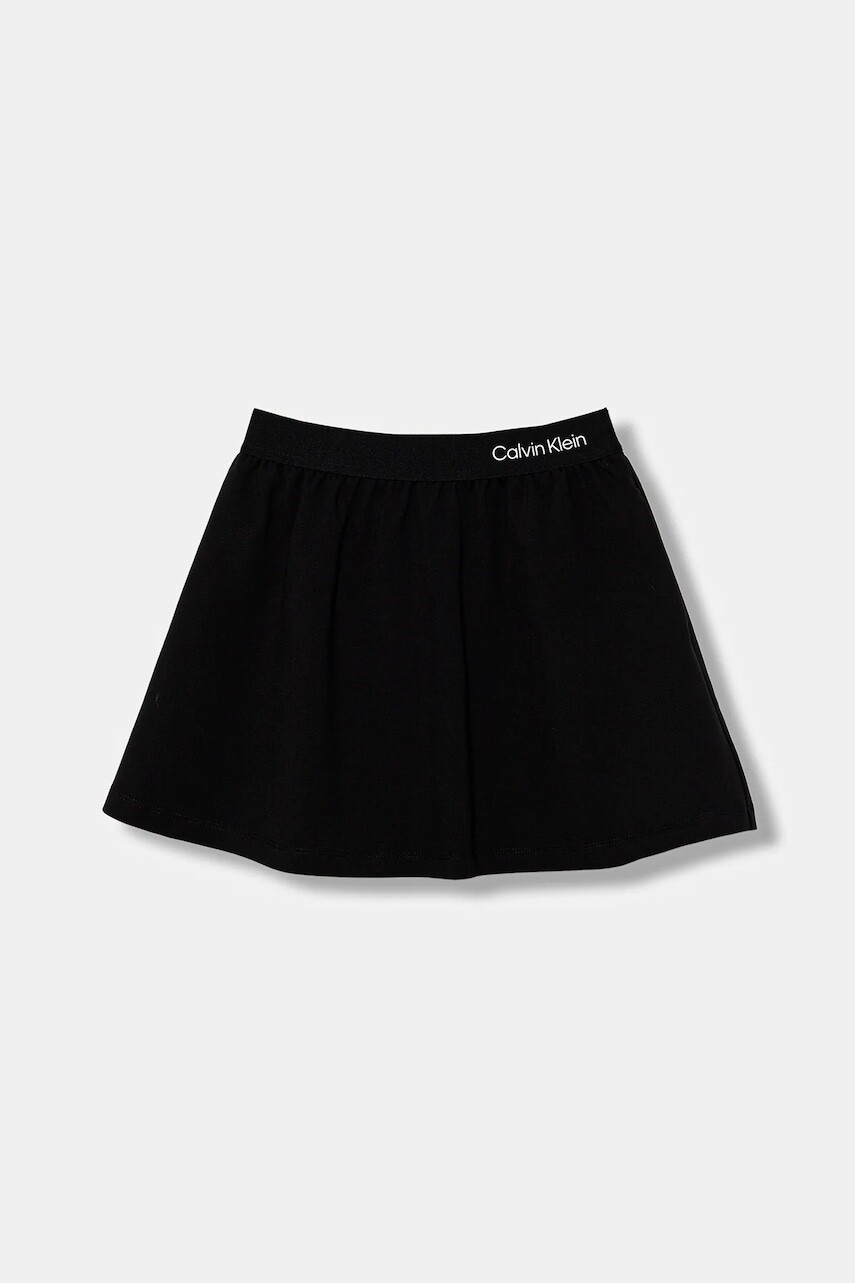 Dievčenská sukňa Calvin Klein Jeans čierna farba, mini, áčkový strih, IG0IG03029
