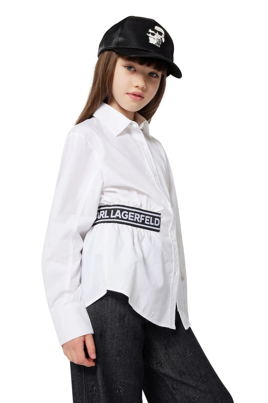Detská bavlnená košeľa Karl Lagerfeld biela farba, Z30587