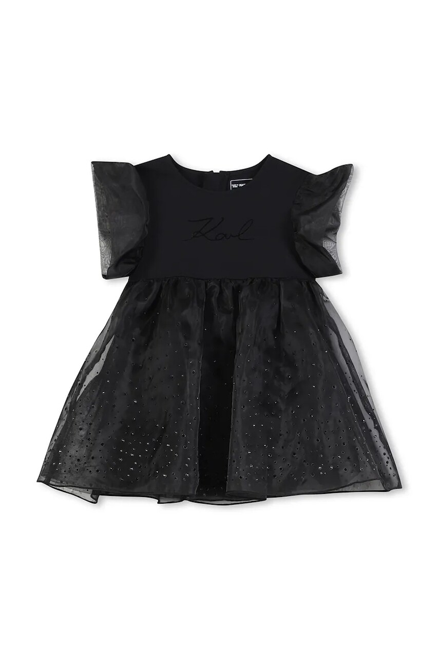 Dievčenské šaty Karl Lagerfeld čierna farba, mini, áčkový strih, Z30652