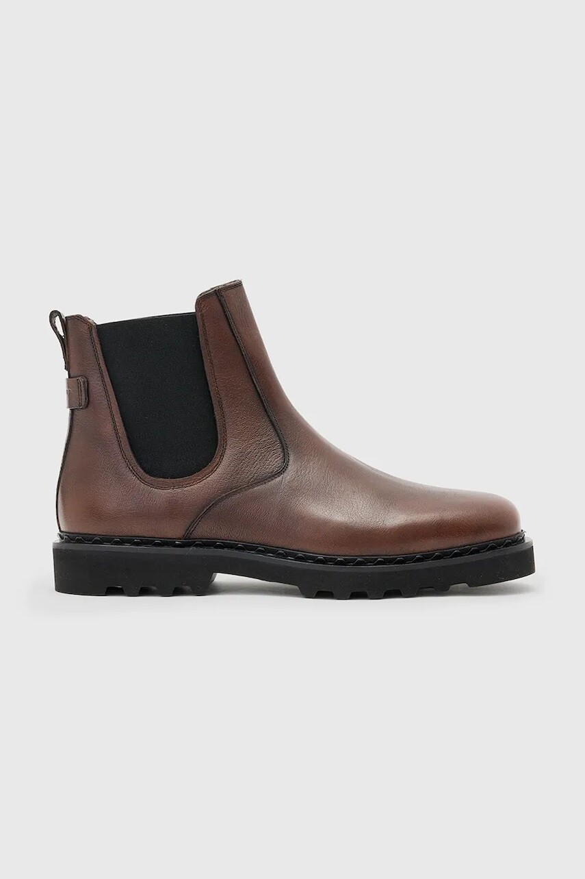 Kožené topánky chelsea AllSaints SKIFF CHELSEA BOOT hnedá farba, M025FD