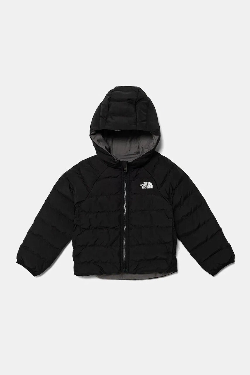 Detská obojstranná bunda The North Face KID REVERSIBLE PERRITO HOODED JACKET čierna farba, NF0A88VJWOO1