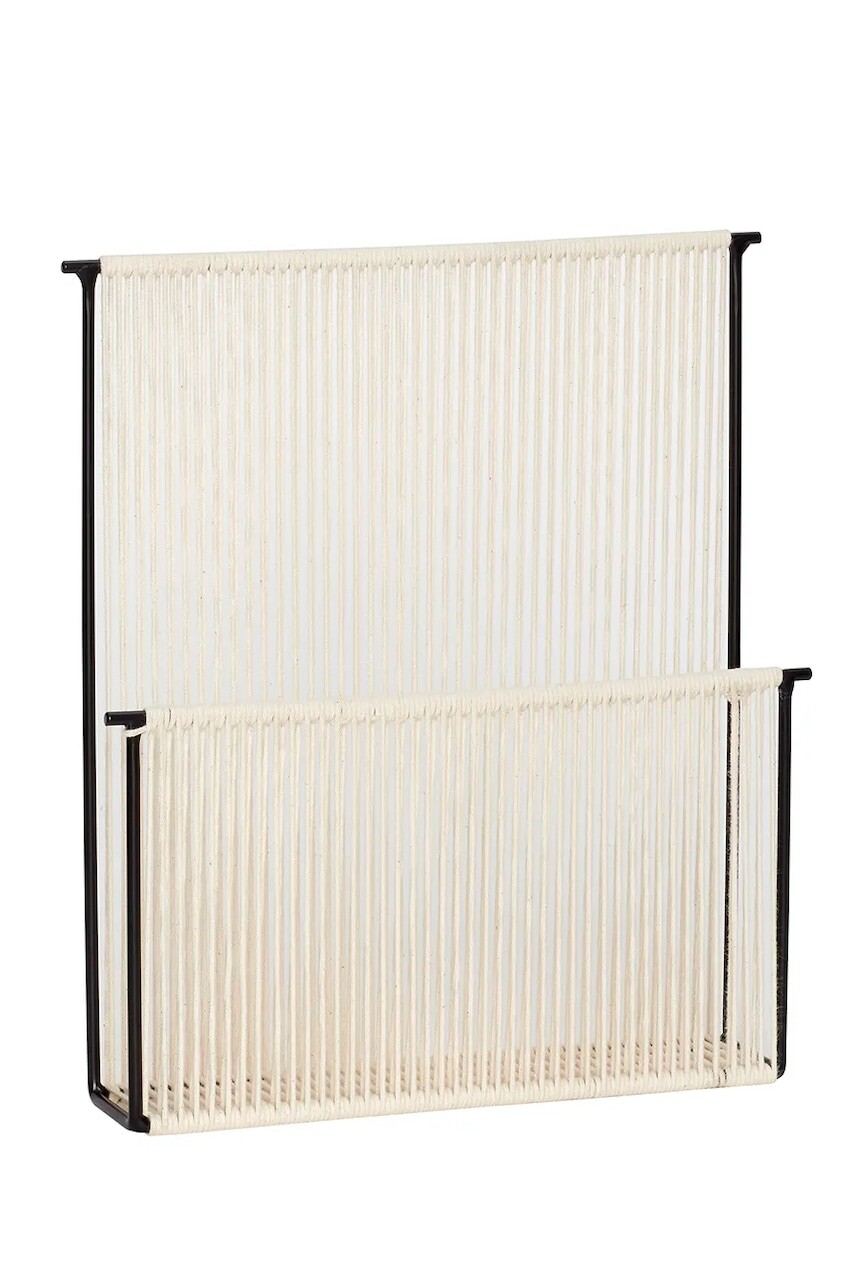 Závesná polica Hübsch String 28 x 5 x 32 cm čierna farba