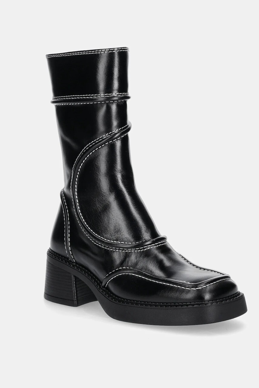 Kožené členkové topánky Miista Malene čierna farba, na podpätku, E8_2623