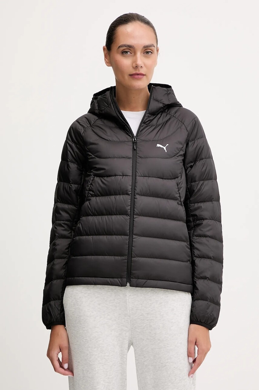 Páperová bunda Puma čierna farba, prechodná, 685234