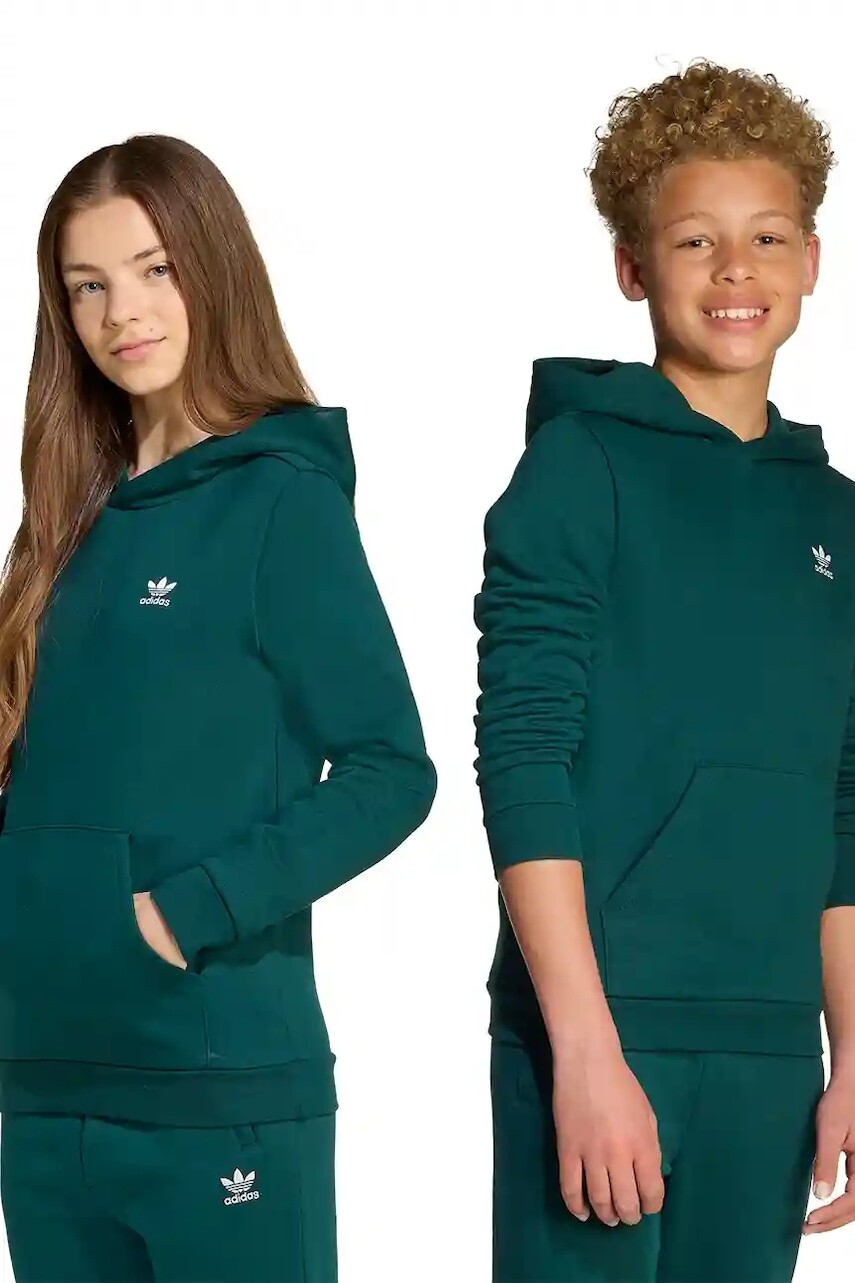 Mikina adidas Originals zelená farba, s kapucňou, jednofarebná, JX2742