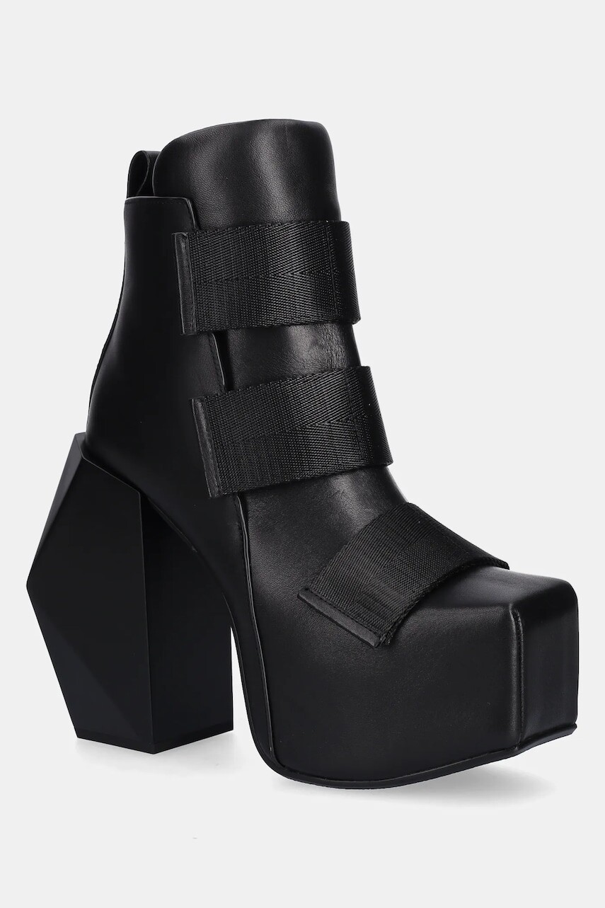 Kožené členkové topánky United Nude Stage Tron čierna farba, na podpätku, 109420116