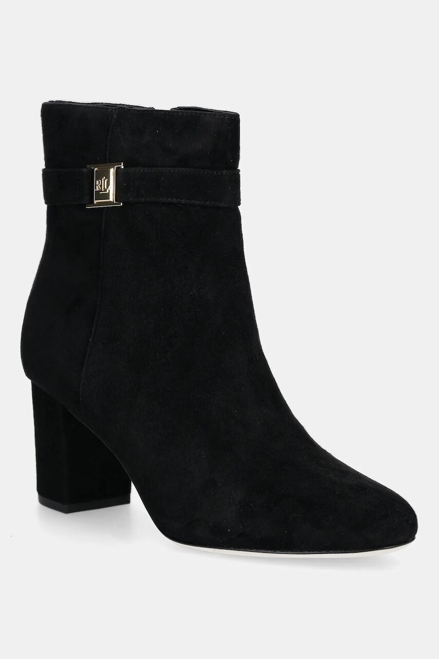 Semišové topánky Lauren Ralph Lauren Kellie Bt Hl čierna farba, na podpätku, 802967827001