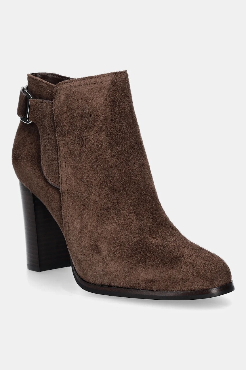 Semišové topánky Lauren Ralph Lauren Tasha Bt Hl hnedá farba, na podpätku, 802980068002