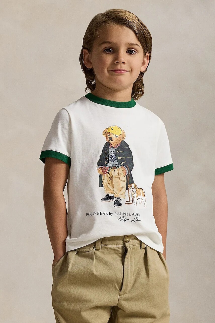 Detské bavlnené tričko Polo Ralph Lauren béžová farba, s potlačou, 322979494001