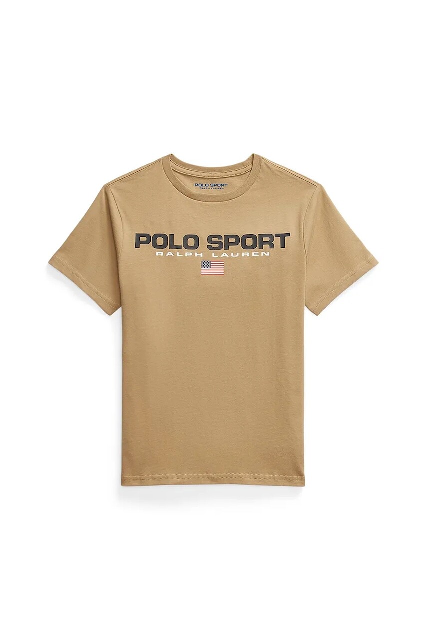 Detské bavlnené tričko Polo Ralph Lauren zelená farba, s potlačou, 323837629007