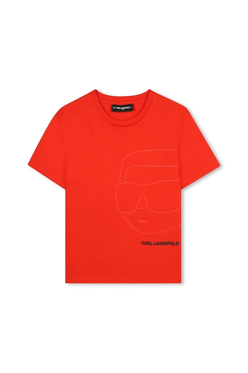 Detské bavlnené tričko Karl Lagerfeld červená farba, s potlačou, Z30959
