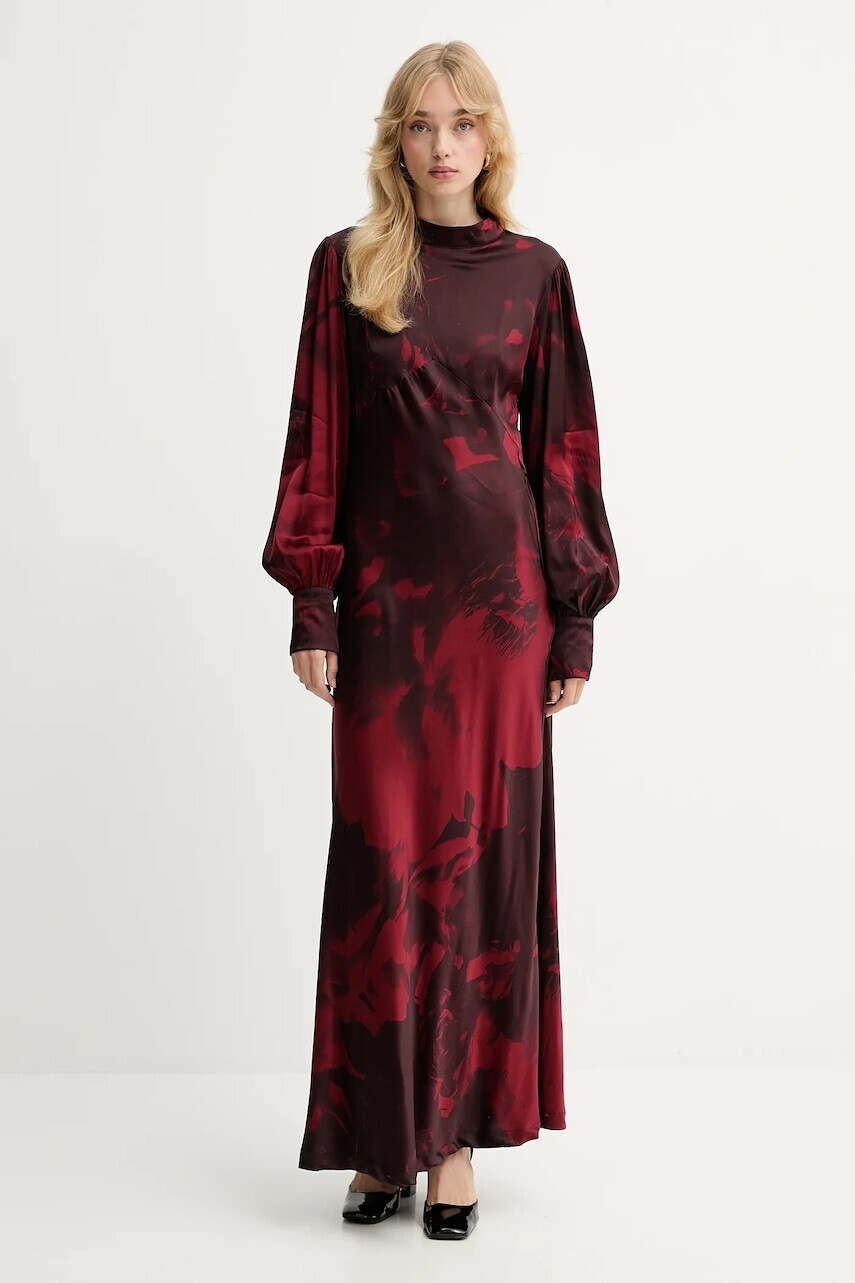 Šaty Gestuz bordová farba, maxi, áčkový strih, 10910631