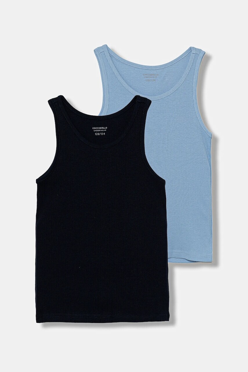 Detský bavlnený top Coccodrillo 2-pak modrá farba, jednofarebný, BASIC UNDERWEAR