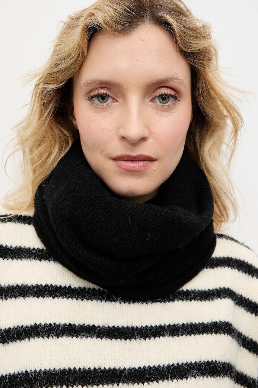 Vlnený šál Answear.LAB čierna farba, jednofarebná