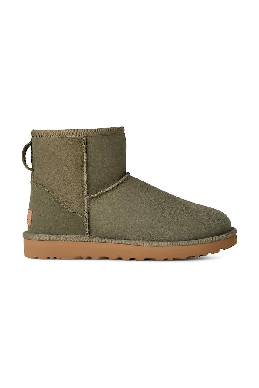 Semišové snehule UGG Classic Mini II zelená farba, 1016222.MSSGR