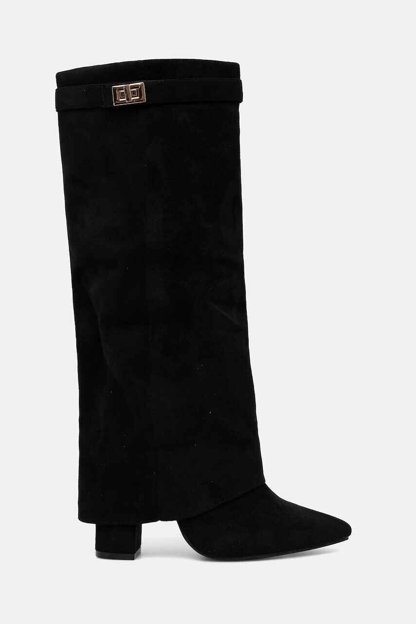 Vysoké čižmy Answear.LAB čierna farba, na podpätku