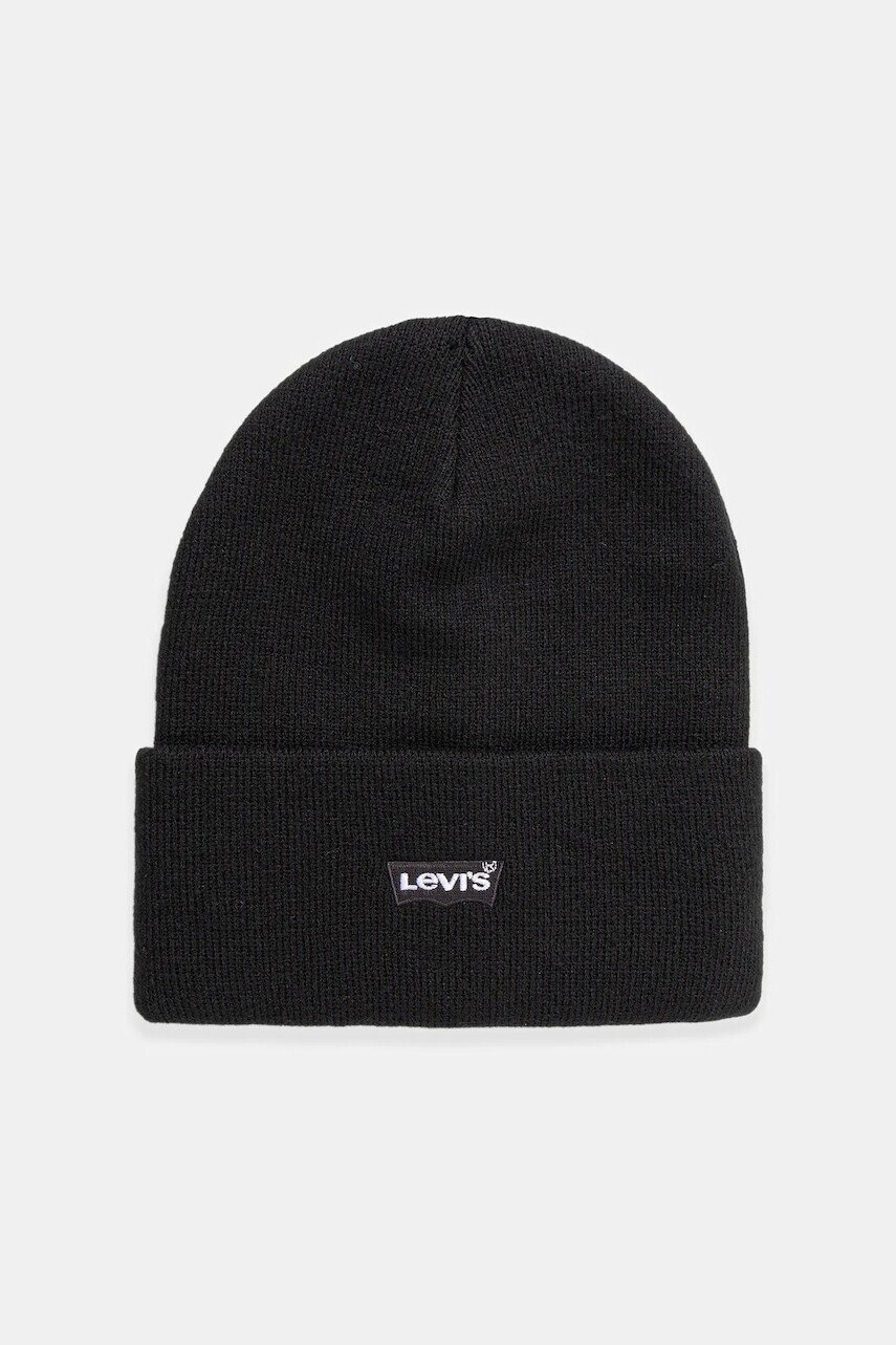 Detská čiapka Levi's LAN TONAL EMBROIDERED BEANIE čierna farba, 9A8707