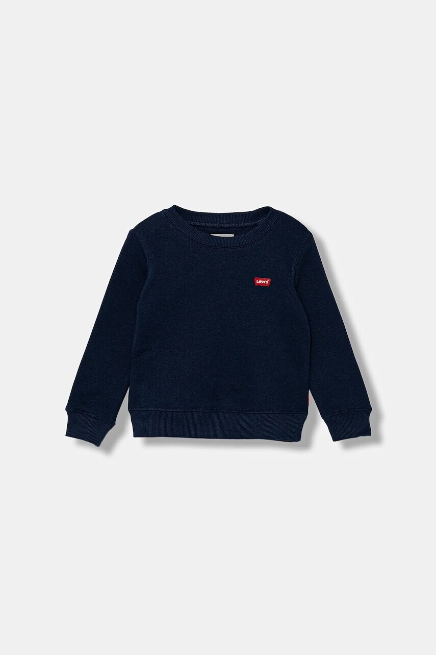 Detská mikina Levi's MINI LOGO CREWNECK SWEATSH tmavomodrá farba, jednofarebná, 8EE331