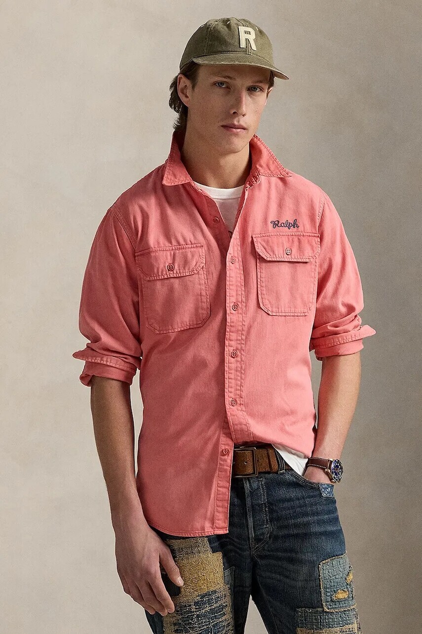 Bavlnená košeľa Polo Ralph Lauren Sport Shirt pánska, červená farba, regular, s klasickým golierom, 710965069