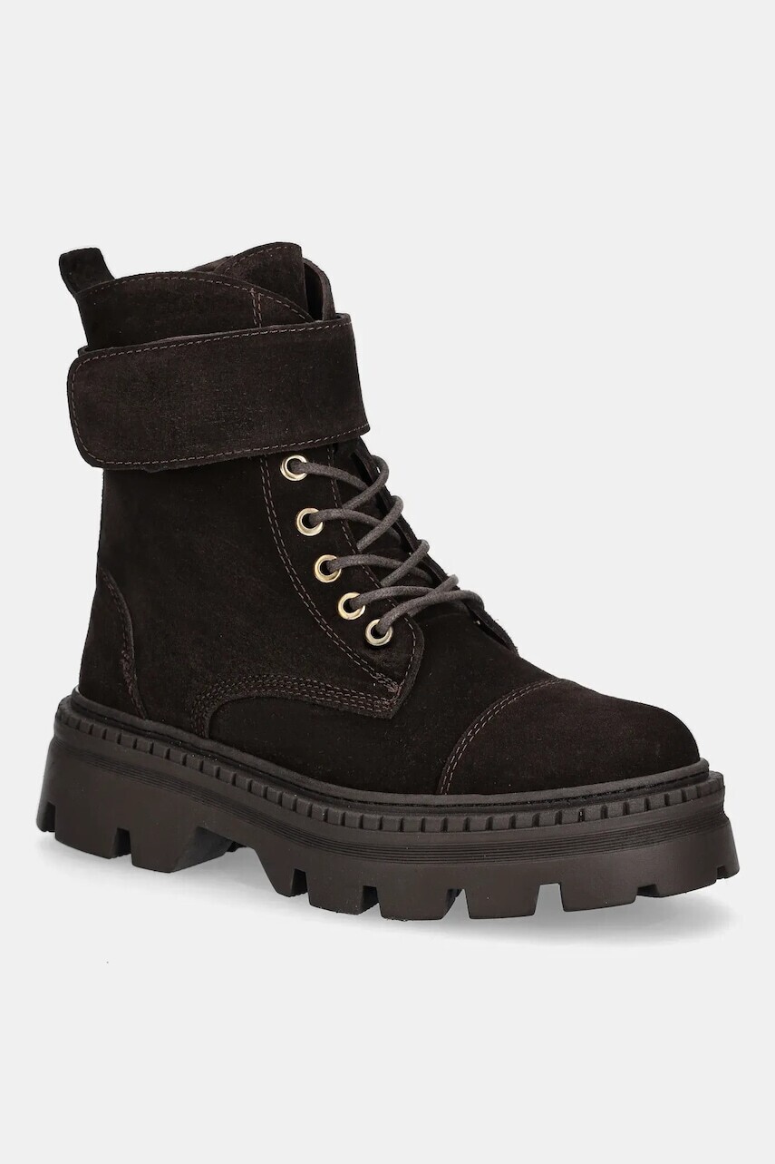 Semišové workery Answear.LAB hnedá farba, na platforme, jemne zateplené