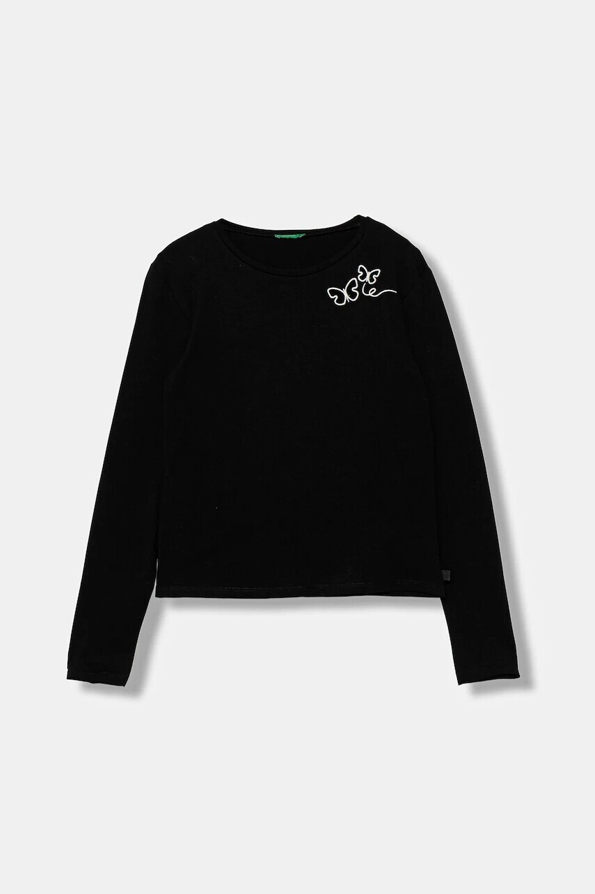 Detské tričko s dlhým rukávom United Colors of Benetton čierna farba, 3P4ZC10QF