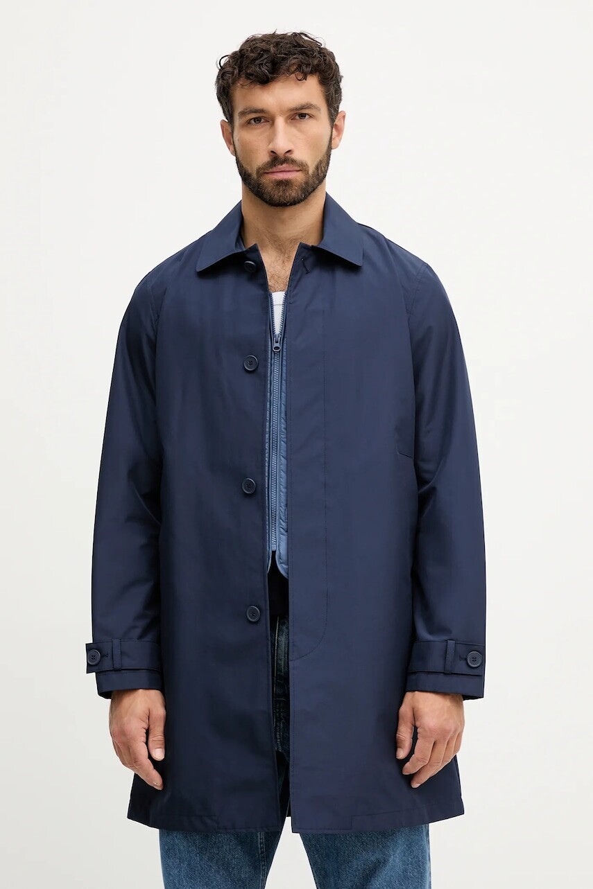 Kabát United Colors of Benetton tmavomodrá farba, 2VYAUN06L