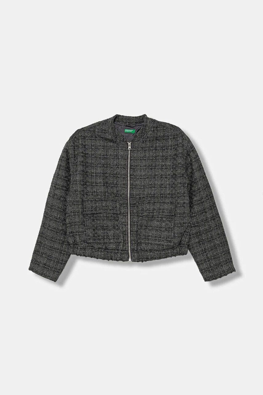 Detská vlnená bunda United Colors of Benetton šedá farba, 2SHECN06K