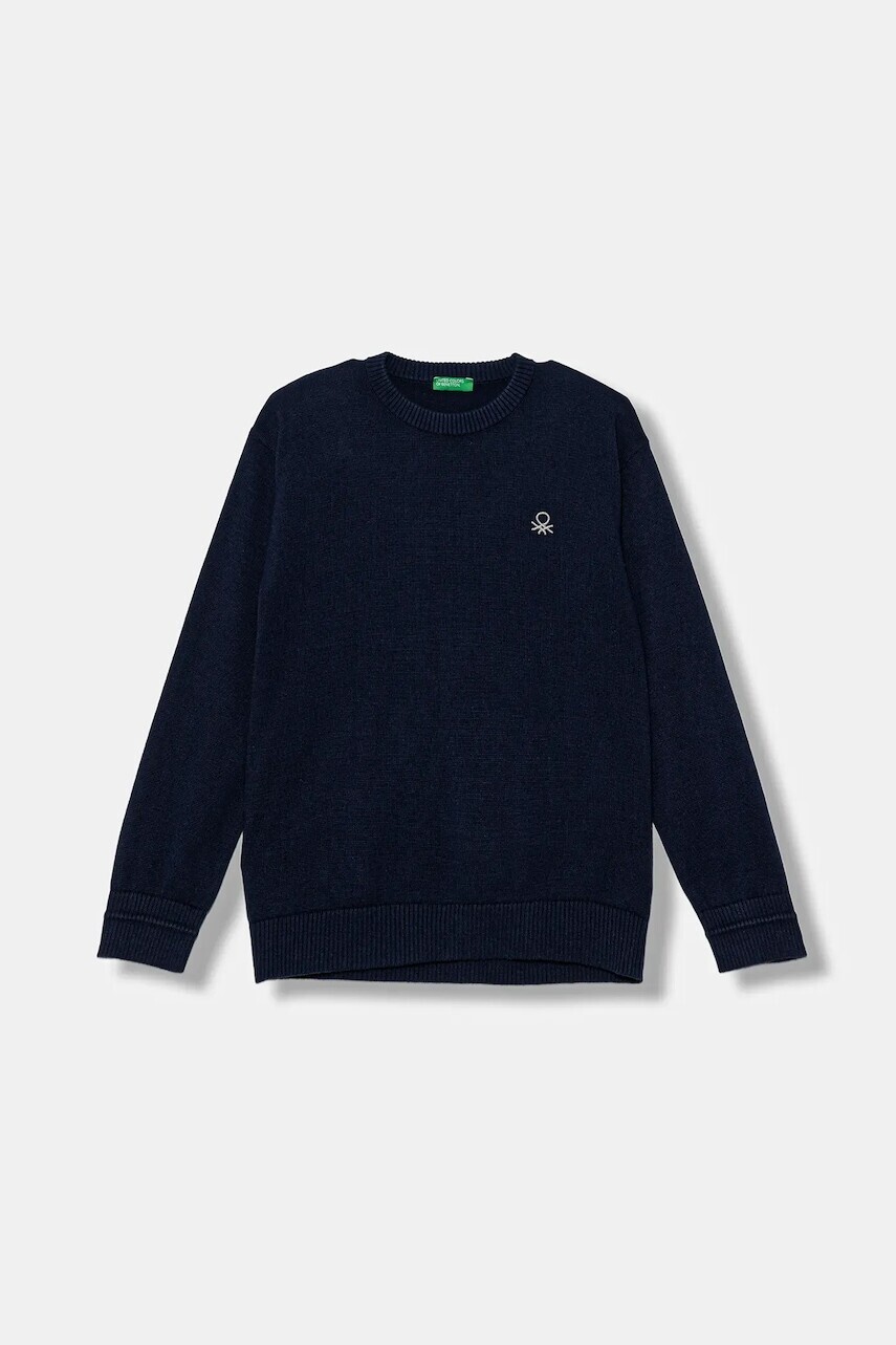 Detský bavlnený sveter United Colors of Benetton tmavomodrá farba, ľahký, 120YC108S
